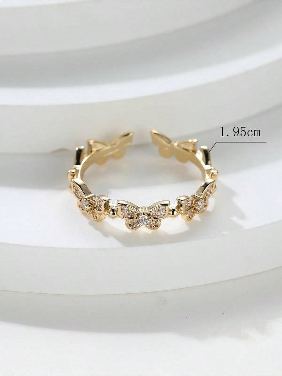 Butterfly Open Ring with Intricate Gemstone Accents and Elegant Design for Everyday Wear Stackable Ring