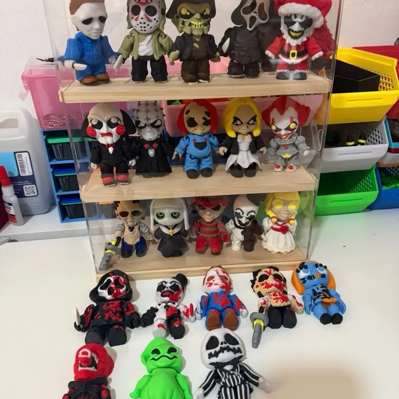 Cute Horror Figurines - 18 Unique Characters Halloween Decor Desk Buddy, Home Office Desktop Ornaments, Home Supplies Gifts