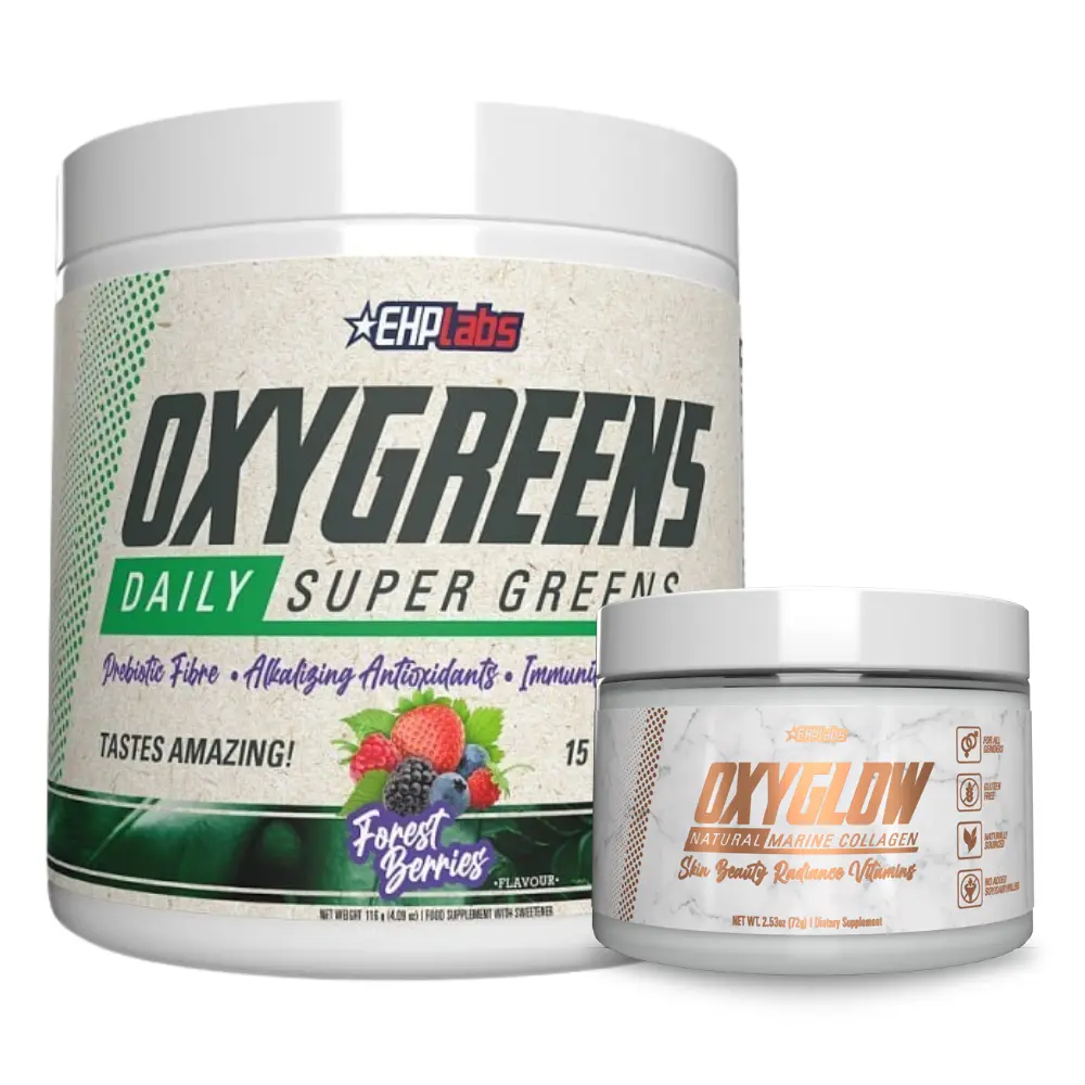 OxyGreens + OxyGlow Collagen Bundle | Super Greens (30+15 Serve) + Marine Collagen | Digestive Balance & Skin Support | Daily Wellness Stack
