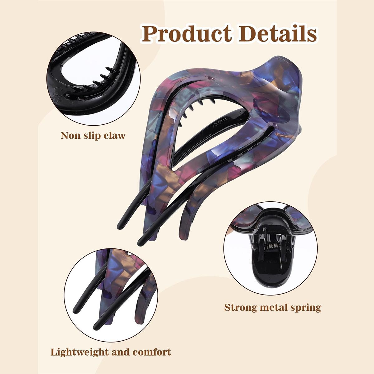 4Pcs French Concord Curved Hair Clips Fashion Elegant Hair Claws for Thin Thick Hair Strong Hold Clips for Women Girls