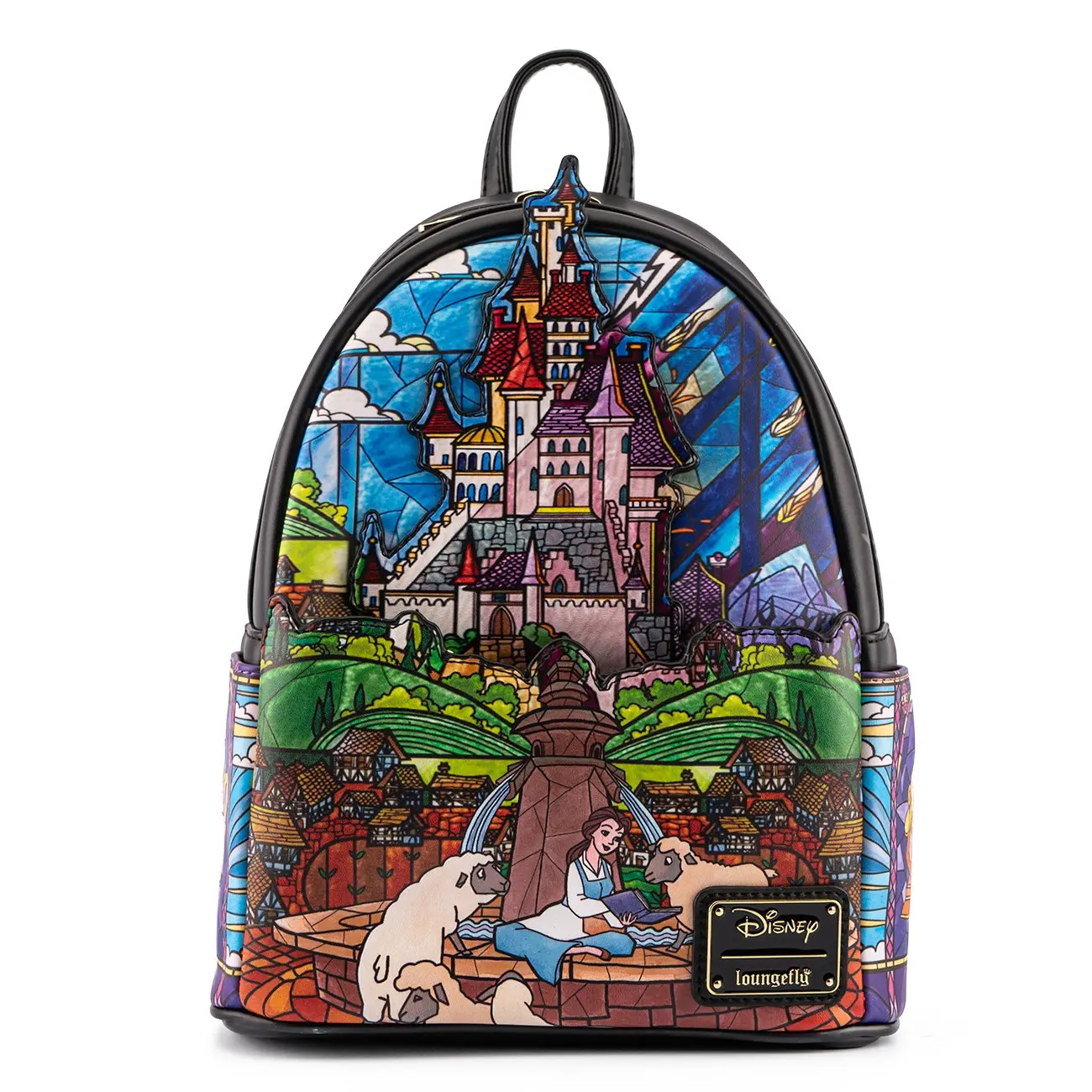 Loungefly Disney Princess Belle Castle Series Mini Backpack - Stylish Casual Daypack, Small Purse for Daily Use, Backpack Purse, Mini Backpacks