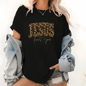 Christian Jesus Sweatshirt, Cheetah Print Bible Verse Sweatshirts, Trendy Faith Apparel Gift, Jesus Loves You, The Way The Truth The Life