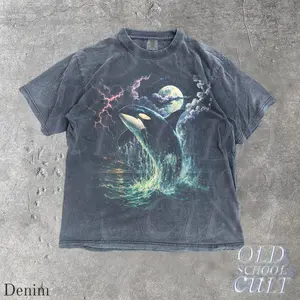 Comfort Colors Vintage Orca Midnight 90s Graphic T-shirt, Retro Killer Whale Tshirt, 90s Ocean Wildlife Lightning Tee