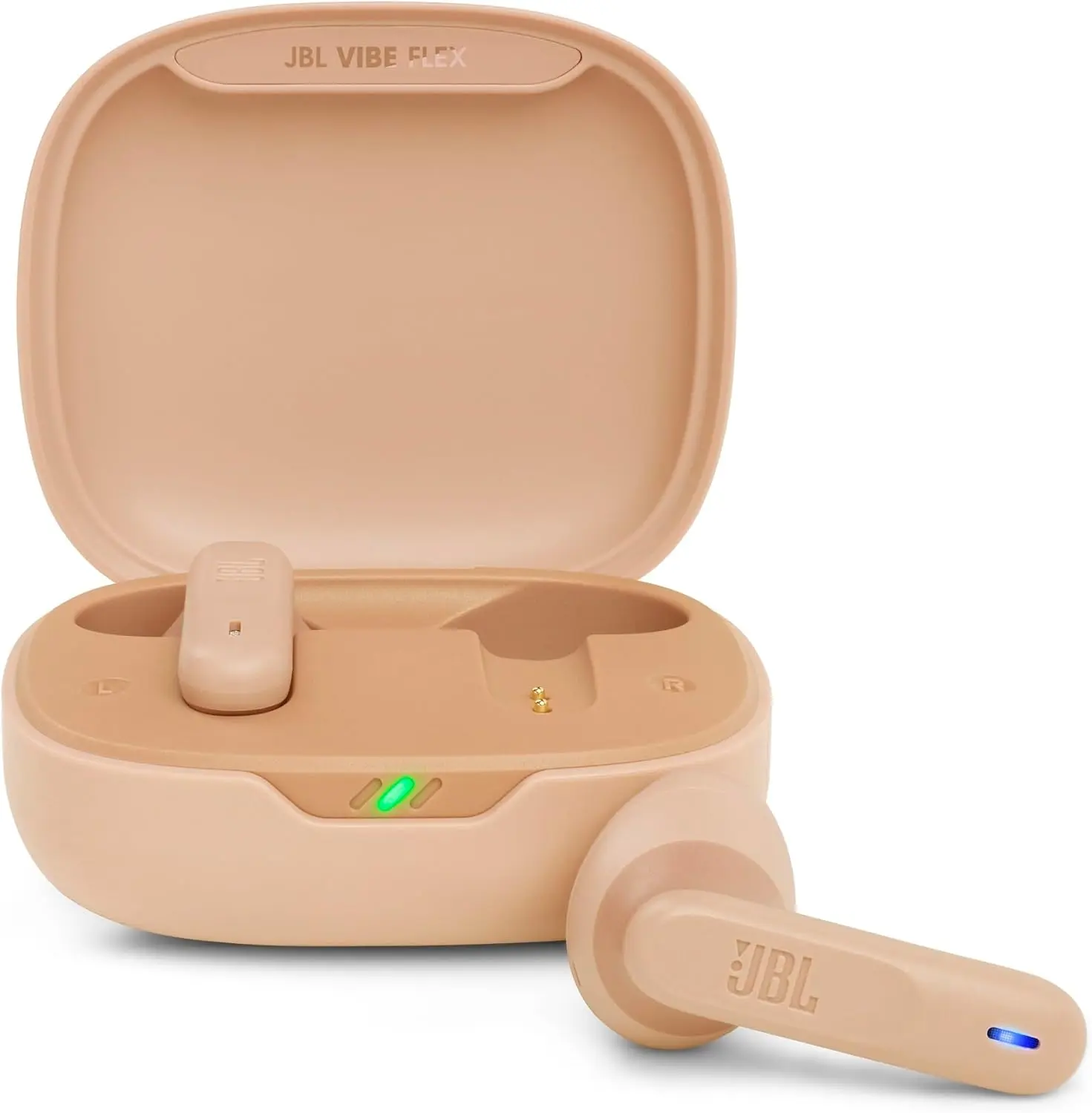JBL Vibe Flex True Wireless Earbuds Beige Bluetooth 5.3 Earphones with Deep Bass Sound IP54 Water Dust Resistant Long Battery Life Open Ear Design (PSN)