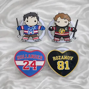 Heated Rivalry Chibi Hockey Players MagSafe Phone Grip – Magnetic Pop Socket & Kickstand – BookTok Fan Gift