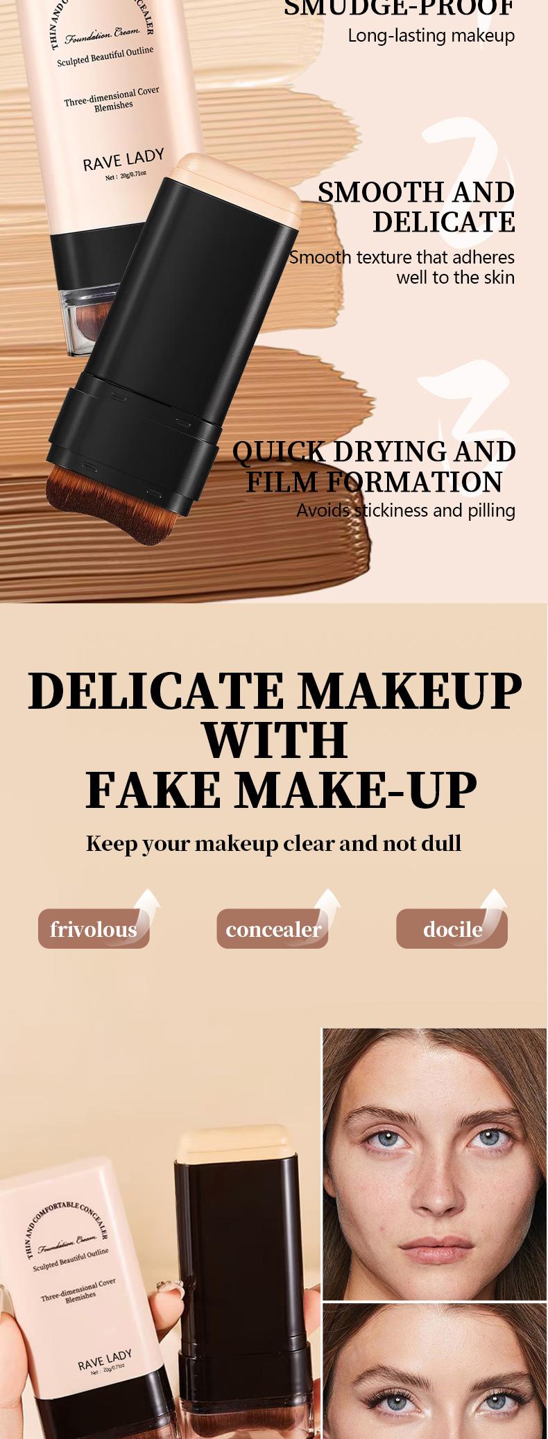 Rave Lady 5-color Dual-Ended Eraser Foundation Stick Multi-Use Concealer & Highlighter for Acne Marks Nose Contour Flawless Makeup Finish Versatile Cosmetic Tool Daily Gift Coverage Gentle Lid Rave Lady 5-color Dual-Ended Eraser Foundation Stick Multi-Use Concealer & Highlighter for Acne Marks Nose Contour Flawless Makeup Finish Versatile Cosmetic Tool Daily Gift Coverage Gentle Lid