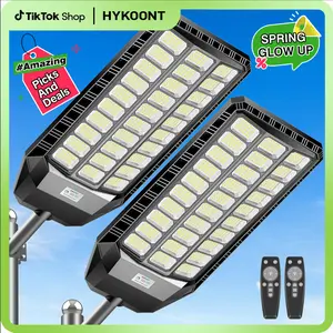 HYKOONT Solar Outdoor Street Lights Dusk to Dawn Auto Lighting up 6500K IP66 Waterproof 3-year-warranty Solar Security Light with Motion Sensor for Outdoor Garden Street Yard Fall Porch Decor