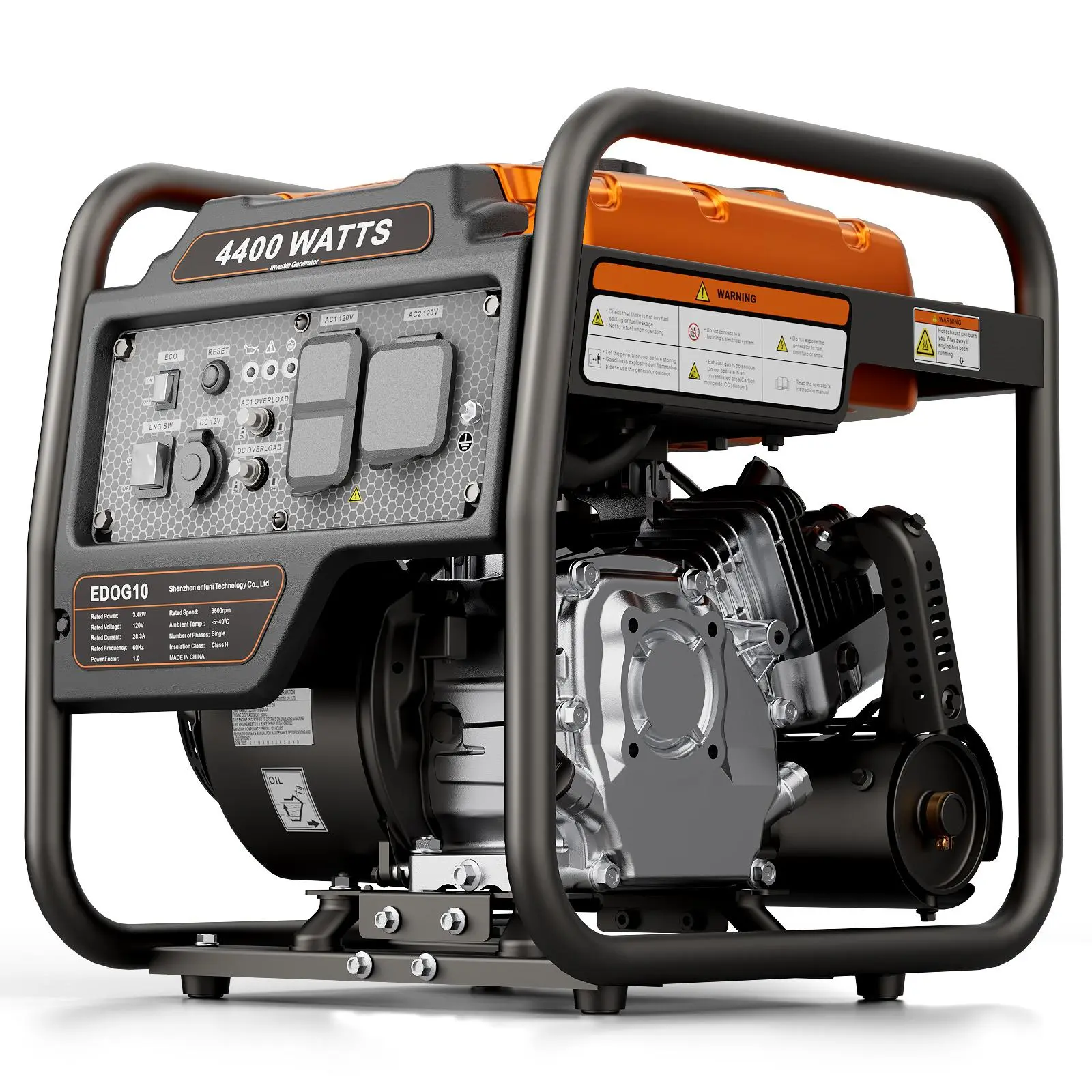 【Ships within 24H】Efurden Power Equipment 4400 Watts Inverter Generator Gas Powered, Portable Open Frame Generator, Low Noise with ECO Mode, RV Ready, Emergency Home Backup