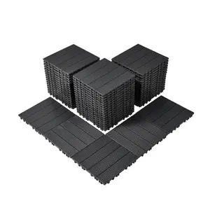VEVOR Interlocking Deck Tiles, 54 Pack,12"x12" 54 sq. ft Plastic Waterproof Outdoor Flooring All Weather Use, Patio Floor Decking Covering Tiles for Porch Poolside Balcony Backyard, Dark Grey