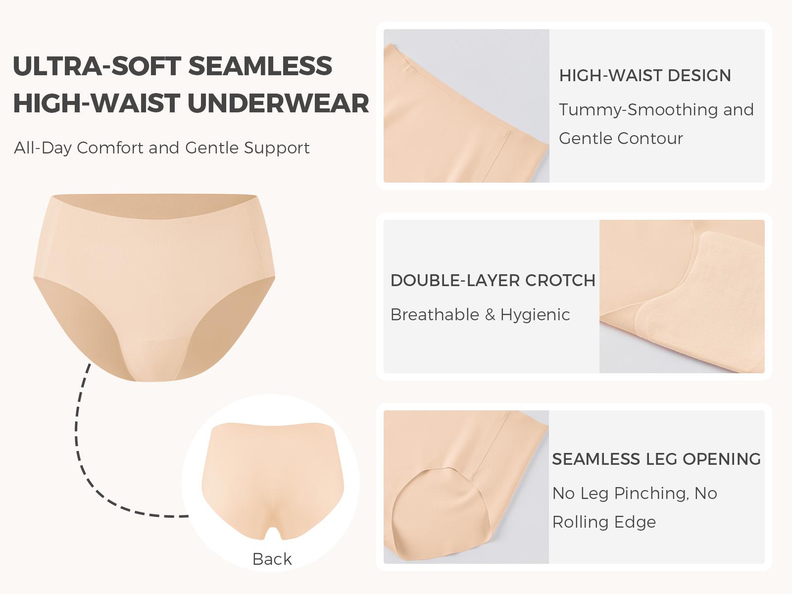 Women’s Seamless Full Coverage Underwear – Breathable No Show Silky Stretch Brief Panties, 5-Pack for Everyday Comfort