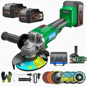 20V Max Cordless Angle Grinder Tool Kit, 4-1/2" Brushless Electric Grinder with 3-Speed Control, Grinding Wheel Set, Stand & LED, 10-Piece Power Tool Accessory Kit for Grinding & Cutting