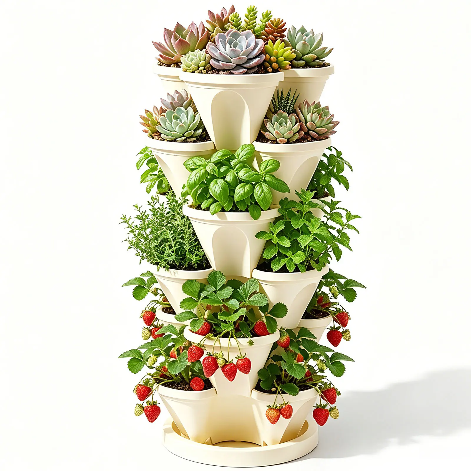 6 Tier Vertical Gardening Stackable Planter with Bottom Saucer Indoor and Outdoor for Strawberries, Flowers, Herbs, Vegetables