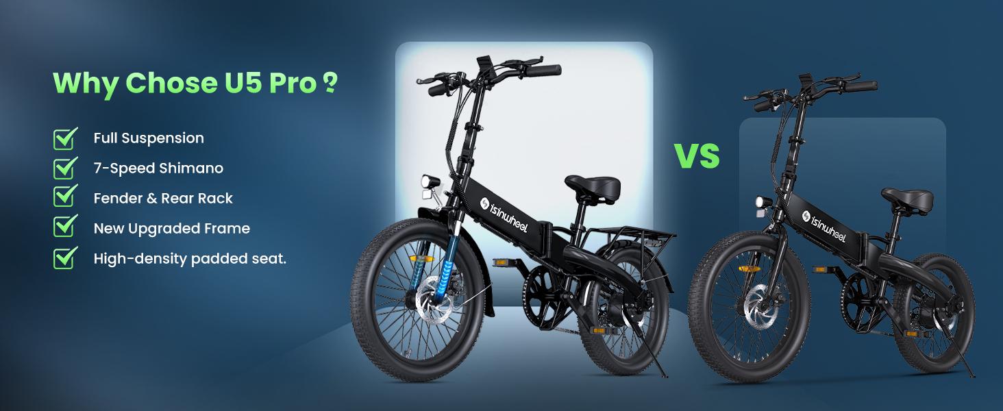 R5 PRO High-Speed Electric Bike for Adults, 20MPH 50 Miles Folding Ebike, 7 Speeds Modes, 20'*2.6'' Fat Tires, 48V 7.8 Ah Removable Battery, Dual Brake Design LED Display Electric Bicycle City Commuter Electricbikes