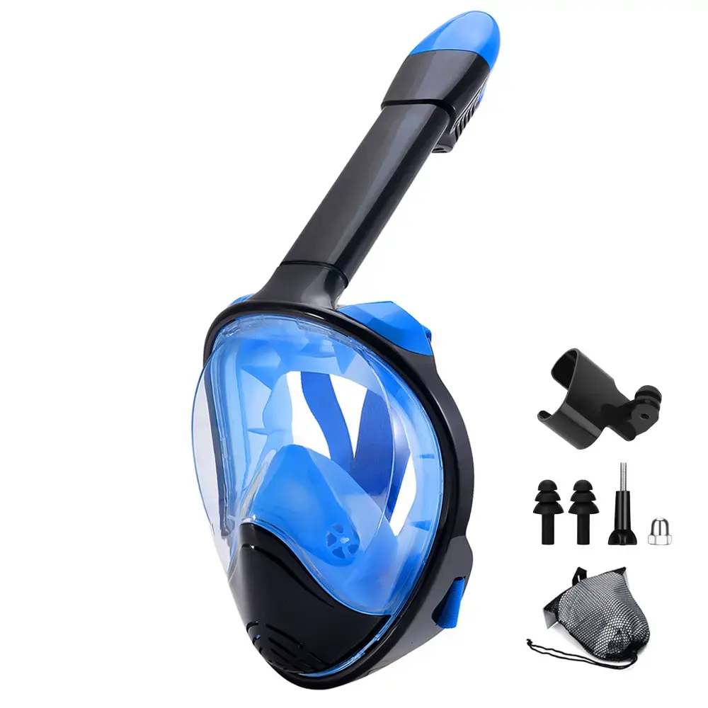 Full Face Snorkel Mask, 1 Set Waterproof Snorkeling Mask with Camera Mount & Accessories, Anti-fog Anti-leak Snorkeling Set for Adult Youth, Diving Goggles, Diving Gear
