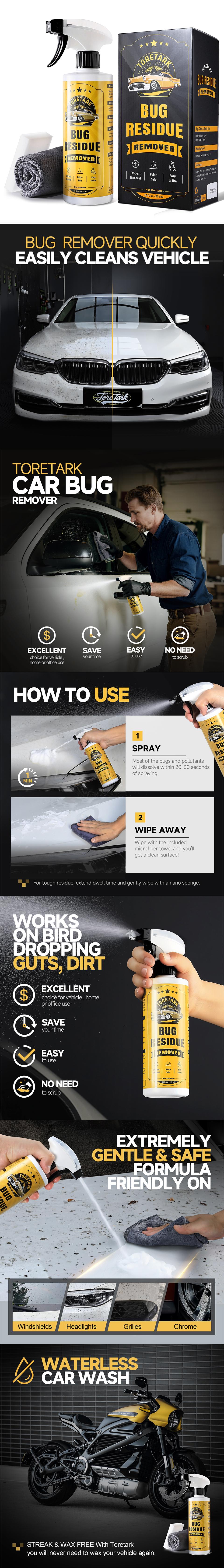 TORETARK Bug Remover - Quickly Remove Spot Rust & Tar Spot Removers, Protecting Car Paint From UV And Acid Rain Erosion