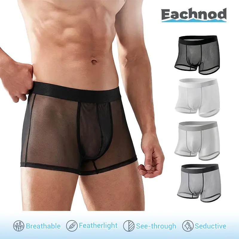 4-Pack Men's Ice Silk Boxer Briefs – Ultra Thin Cooling Breathable Underwear, Soft Stretch Comfortable Boxers for Everyday Wear,clothes for back to school,first day of school outfits