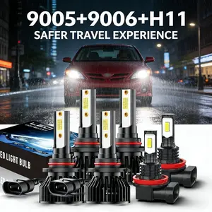 6Pcs 9005 9006 H11 LED Bulbs Combo for Toyota Corolla 2009-2013, 26000LM 6000K Daylight White IP68 Waterproof, High/Low Beam and Fog Light Replacement, Pack of 6 Canbus Ready