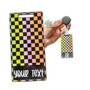Rainbow Checkered Badge Buddy - Custom Badge Backers - Personalized ID Badge Holders - Handmade Gifts for Nurses, Teachers & Office Workers