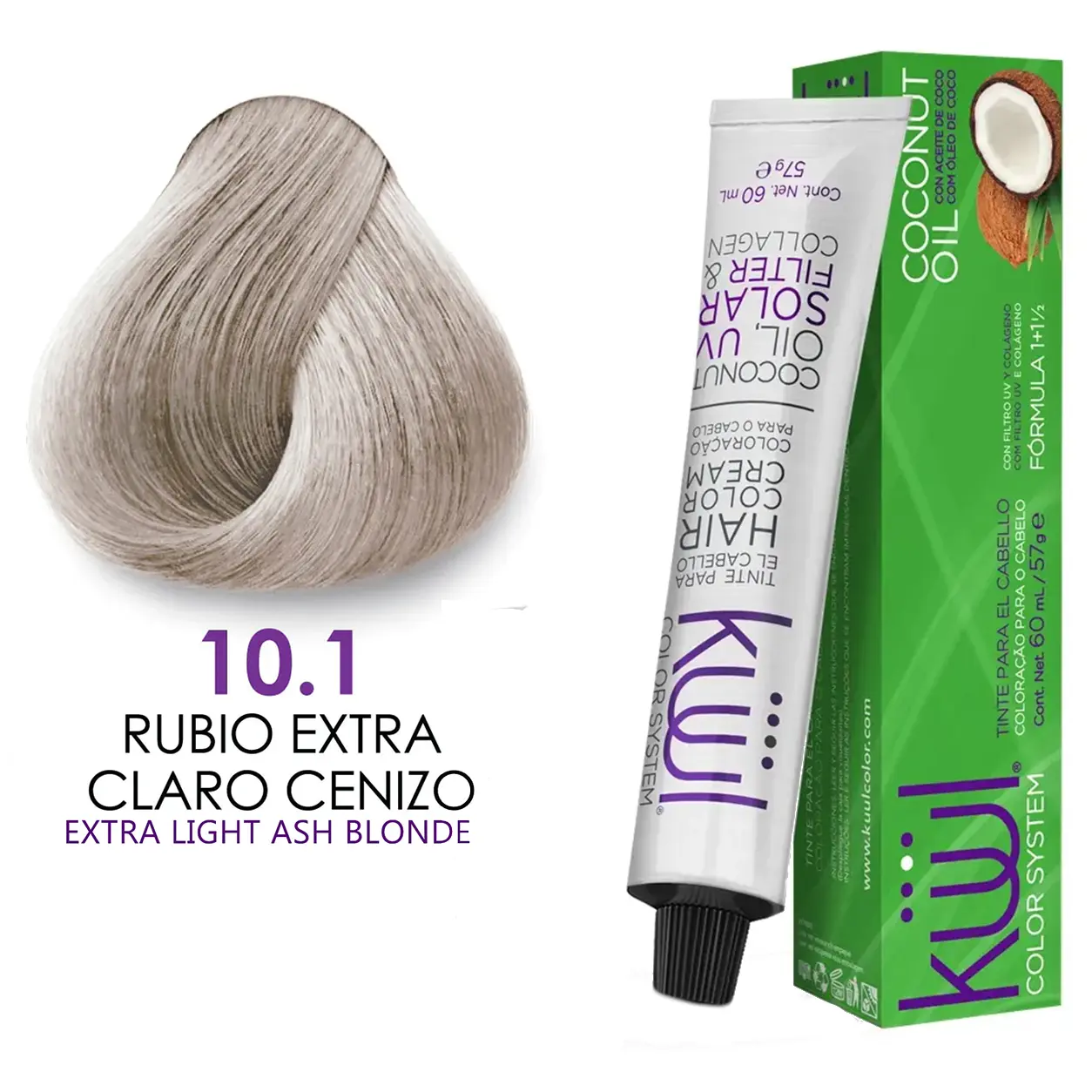 Kuul Color System [ 10.1 ] Rubio Extra Claro Cenizo | Extra Light Ash Blonde | Tinte Para El Cabello | Permanent Hair Dye | 3.04 fl oz / 90 ml