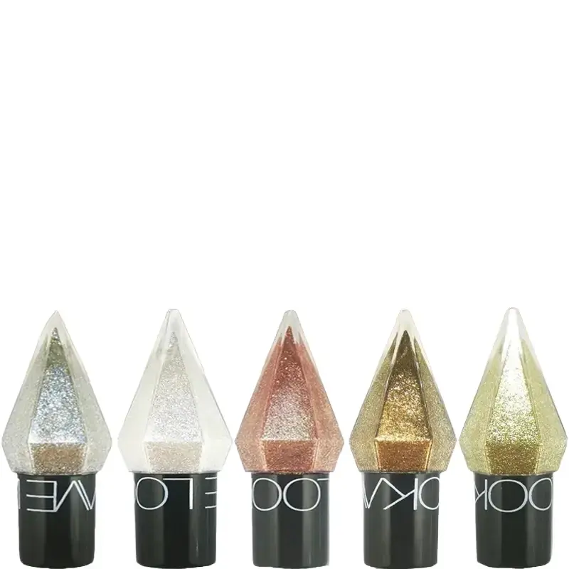 Glam 5 Pcs Glitter Diamond Eyeliner Pencil Waterproof Sequins Eye Liner Shimmer Smooth Cosmetics with Rose Gold Pearlescent Finish