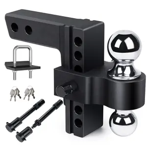 Adjustable Trailer 6" Drop Hitch Ball Mount, 12500 LBS Towing Capacity, Fits 2" Receiver, Aluminum Trailer Hitch with 2" & 2-5/16" Balls, Includes 2 Anti-Theft Lock Pins fathersdaygift fathersdaygift