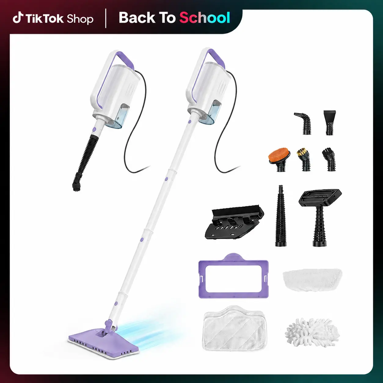 [BackToSchool]12-in-1 Steam Mop  Floor Cleaner with Detachable Handheld Steamer for Walls, Grout, Floors, Tiles, Carpets & Grease. Includes Multi-Function Accessories Cleaning Tools Cleaning Set,back to school,back to school haul