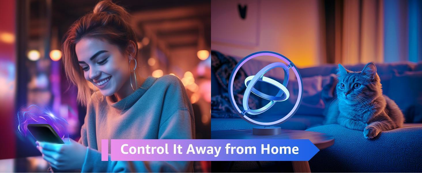 Lepro RGBIC AI Smart Table Lamp, Music Sync Smart Table Lamp Work with Alexa Google, LED Desk Lamp with 16M Colors, Color Changing Atmosphere Lamp for Bedroom Living Room Dimmable Night Light APP Control No Remote, 2.4 GHz