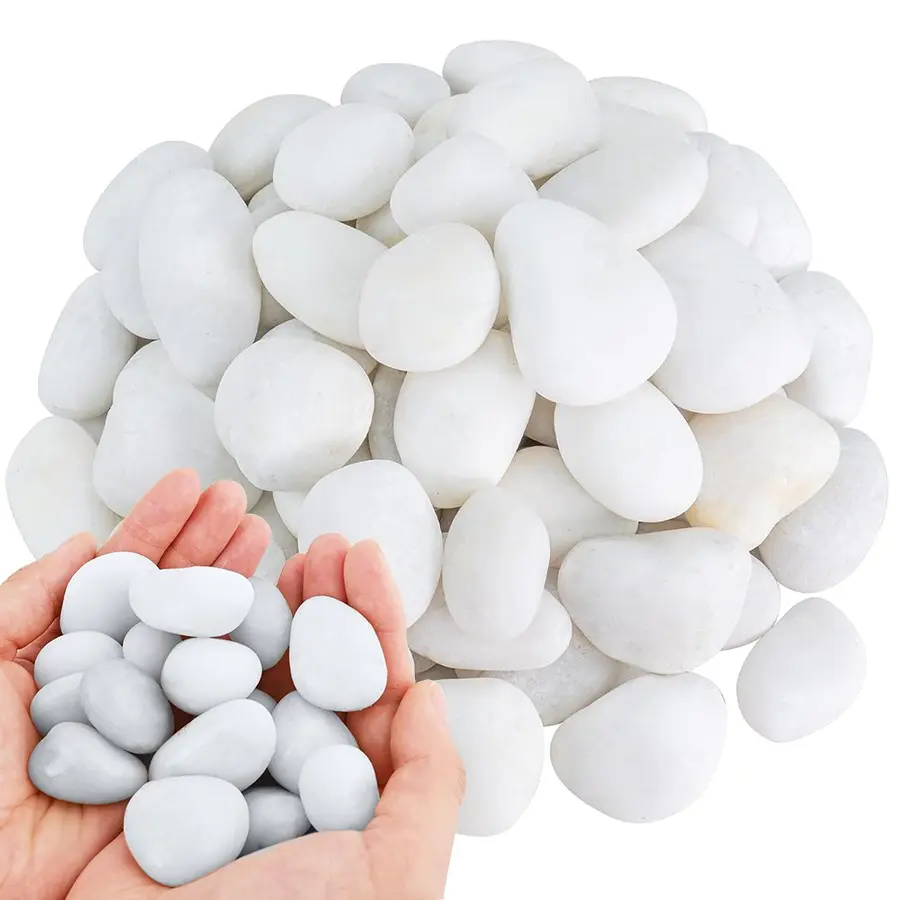 200/400g White High Polished Natural Pebbles 2-3cm Courtyard Landscape Decoration Rocks Peddles for Plant Vases Fish Tank Aquariums Horticultural Decorative Stones Garden Accessories Garden Supplies