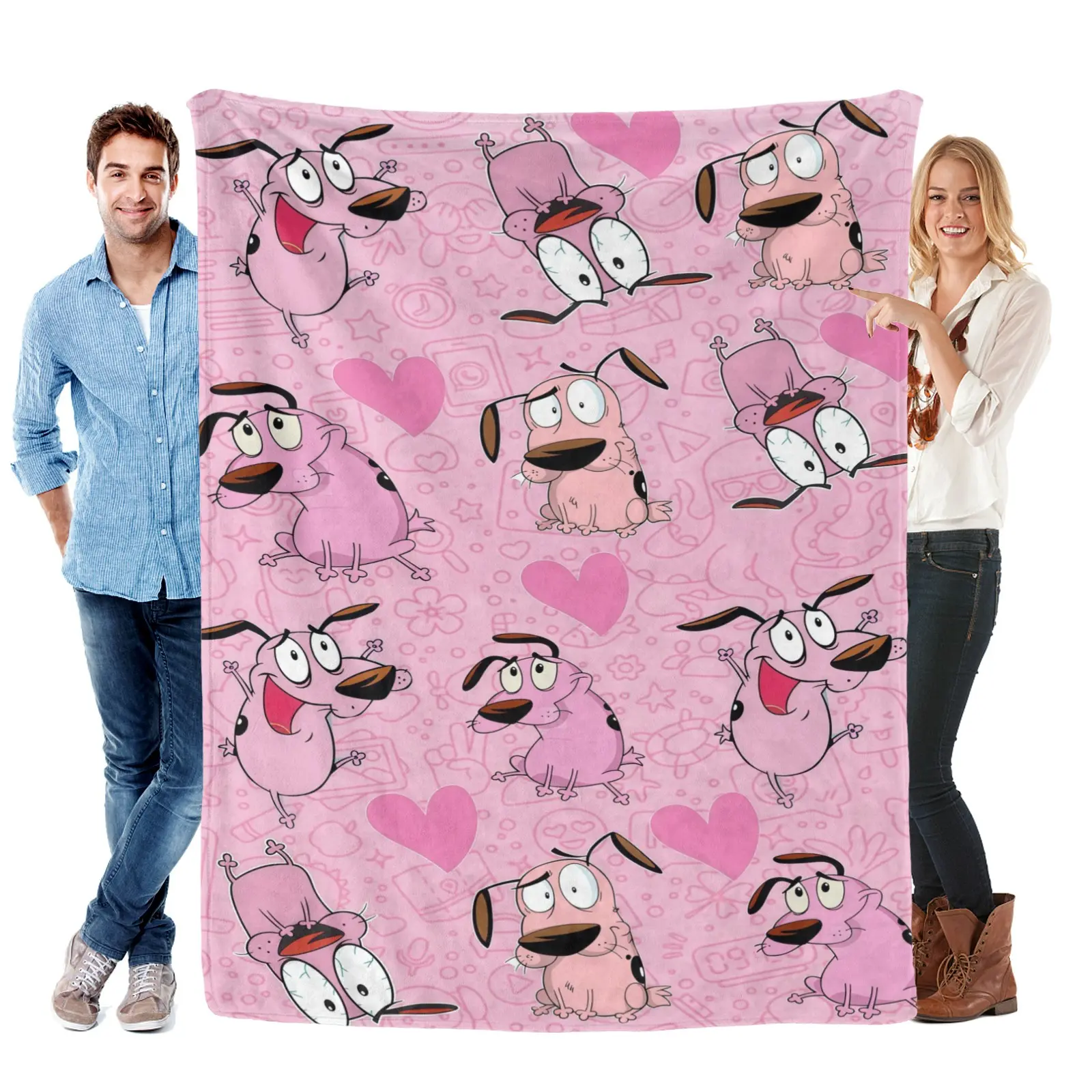 Courage Cowardly Dog Print Blankets Warm Fashion Plush Throw Blanket For Couch Chair Sofa Bed Flannel Bedspread Bed Cover Holiday Gift