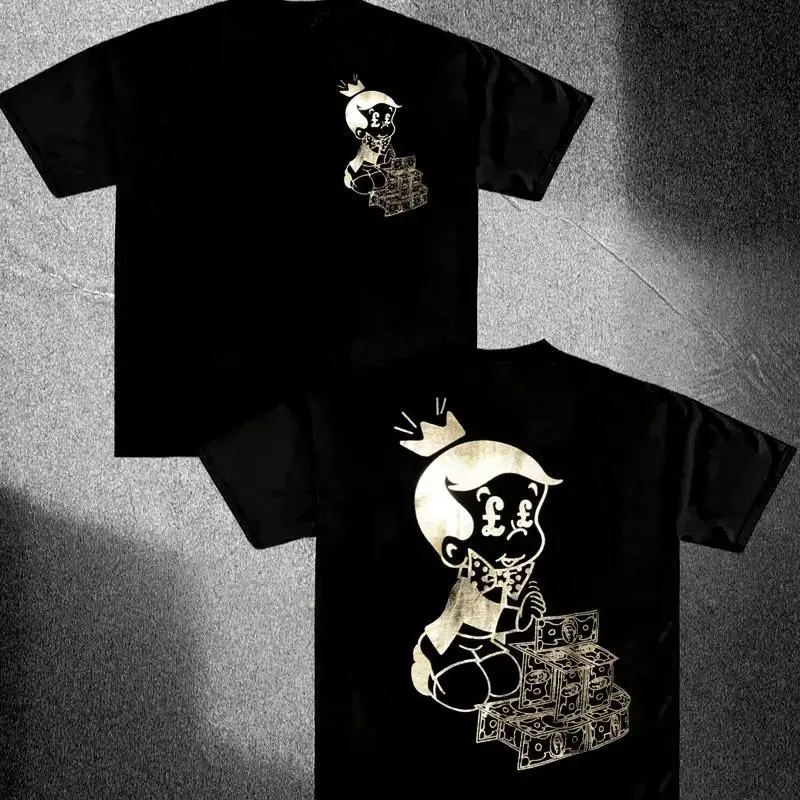 FEEGO Y2K Aesthetic Richie Rich Hustle T-Shirt - Heavyweight 100% Cotton Oversized good Graphic Tees