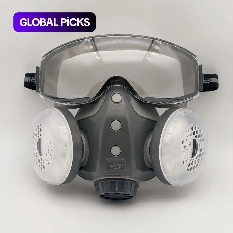 Dust-Proof Integrated Respirator Mask with Goggles, Reusable Half-Face Protective Mask, Safety Equipment, Safety Gear for Spray Painting and Woodworking, Dustproof Safety Mask #GLOBAL PICKS
