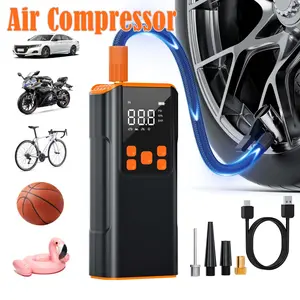Portable Air Compressor with 150 PSI Fast Inflation, 5000mAh Battery, Digital Gauge, LED Light, Easy to Use - Ideal for Balls，Car, Motorcycle, and BikeTyres