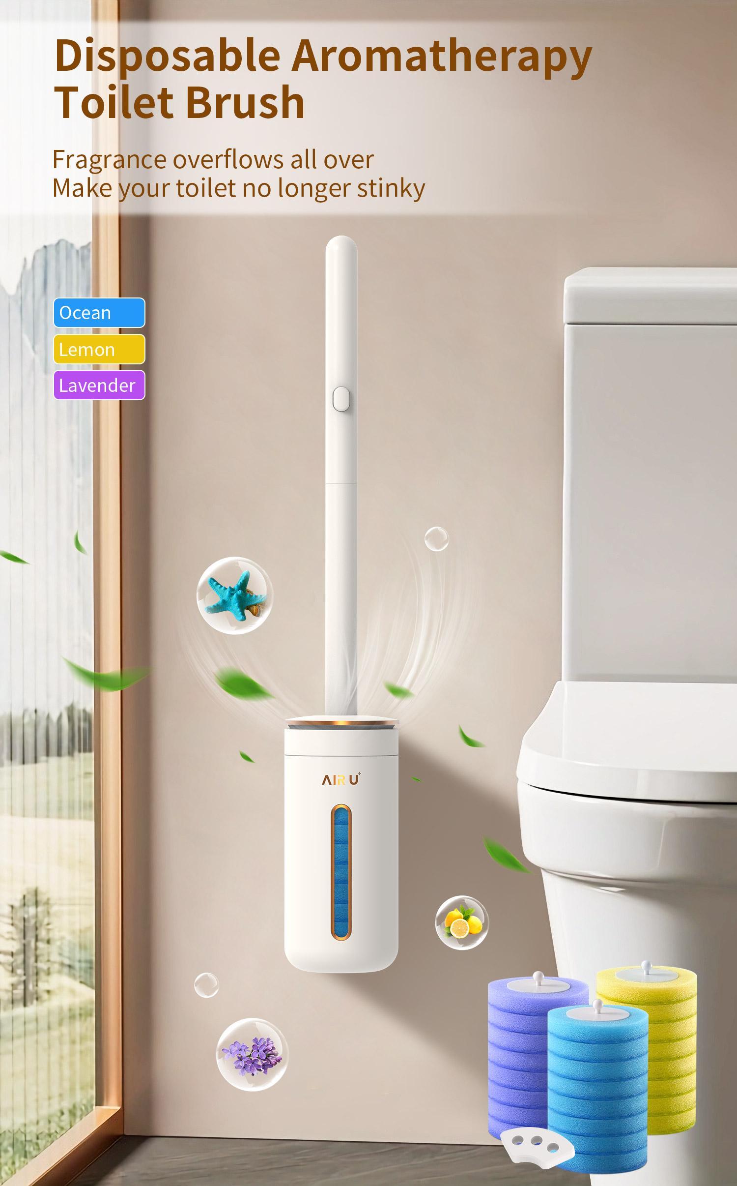 24pc, Disposable Toilet Cleaning Set,Toilet Bowl Cleaning System- 1 Toilet Brush, 1 Storage Caddy, 1 Fragrant Tablet and 24 / 48 Refils Cleaning Liquid，Wall- Mounted Cleaning Tool for Bathroom Stocking Stuffer Bundle