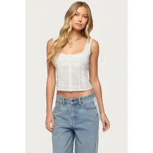 Embroidered Cotton Button Up Top