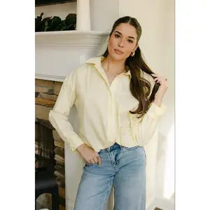 Caroline Pale Yellow Button Up Top