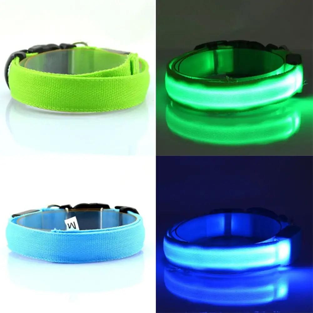 RoSide Safety Dog Collar Glowing Up Anti-Lost Pet Product for Small Dogs & Cats with Steady, Fast Flashing & Slow Flashing Modes and Colorful Options Adjustable Collar for Outings reflective cat pet travel small medium pull harness
