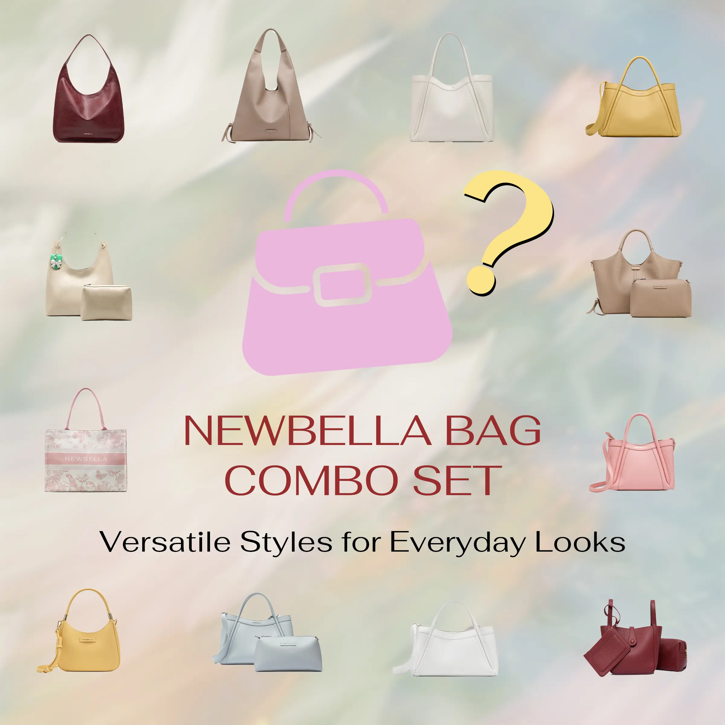 NEWBELLA 2-Piece Bag Set | PU Leather Tote + Crossbody, Tote Bags, Everyday Bag