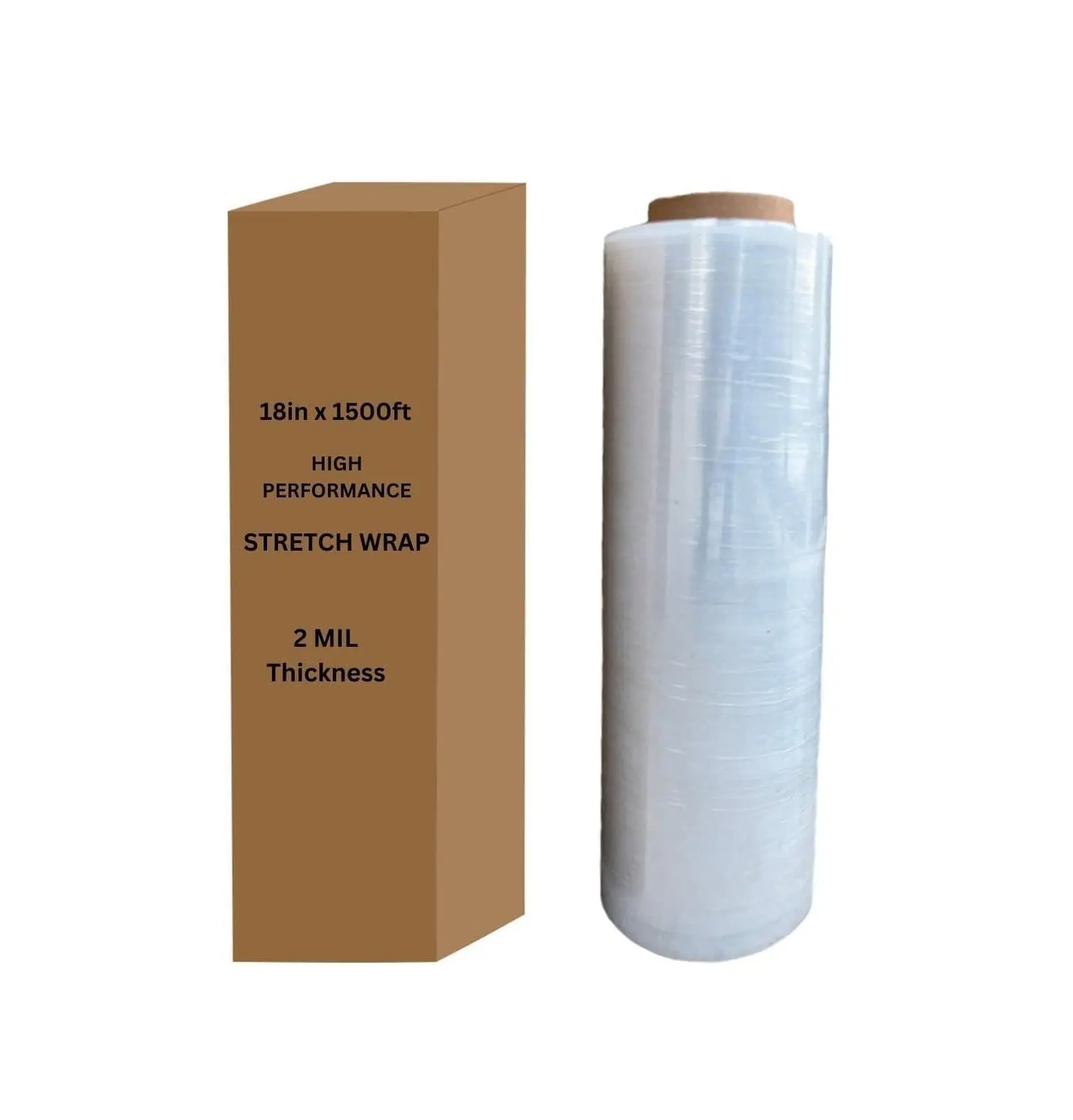 INDUSTRIAL & CLEAR PALLET STRETCH WRAP, 18" X 1500 FT, 80 GAUGE CLEAR (1 ROLL) Packaging Load Stability