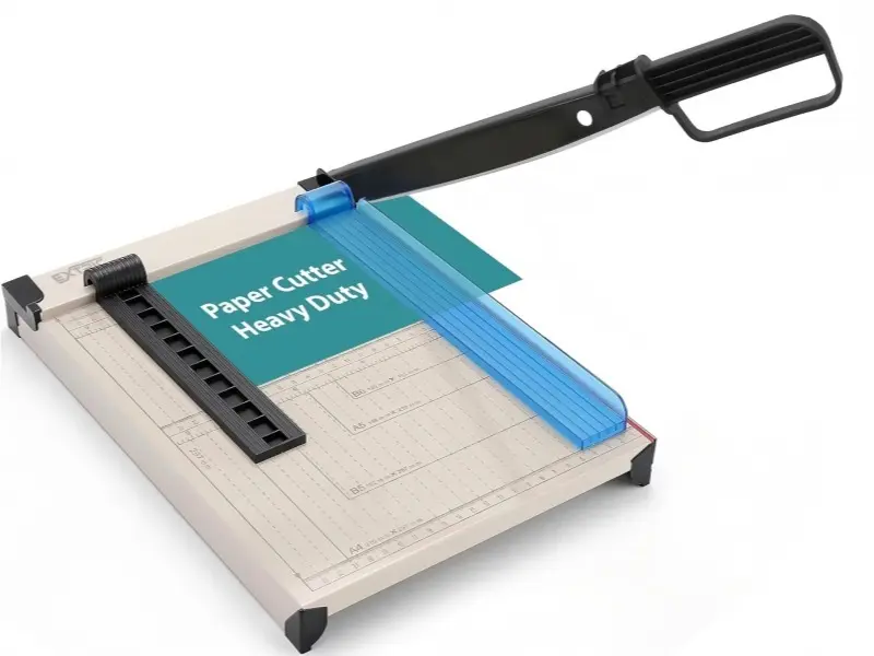 12" Guillotine Paper Cutter Trimmer Heavy Duty Metal Base with Safety Guard & Magnetic Guide 12-Sheet Capacity Titanium Blade for Cardstock Vinyl Photos Crafts Labels, 12" Straight Cuts, Metric+Imperial