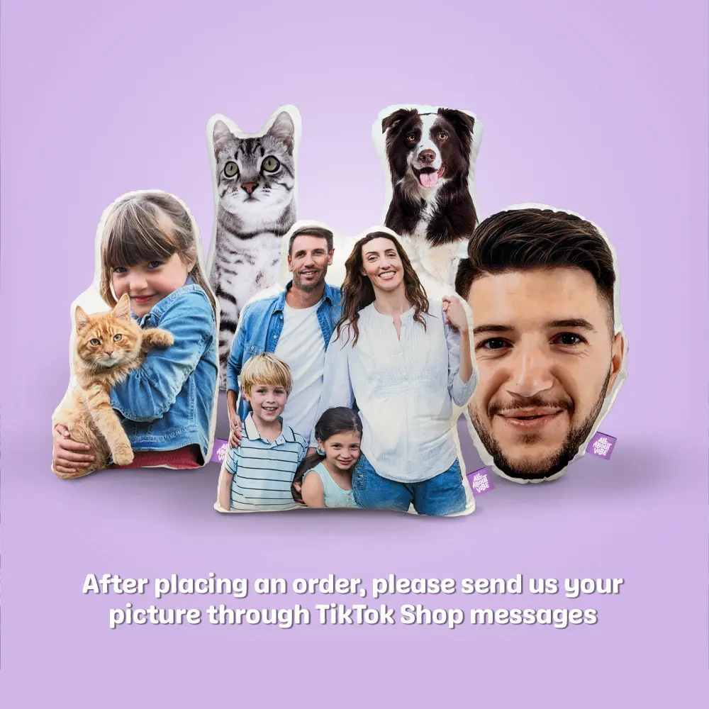 Custom Pillow | All About Vibe – Your Photo into a Custom-Shaped Huggable Gift | Personalized for Birthdays, Anniversaries & Pets | Soft Velvet, Made in USA