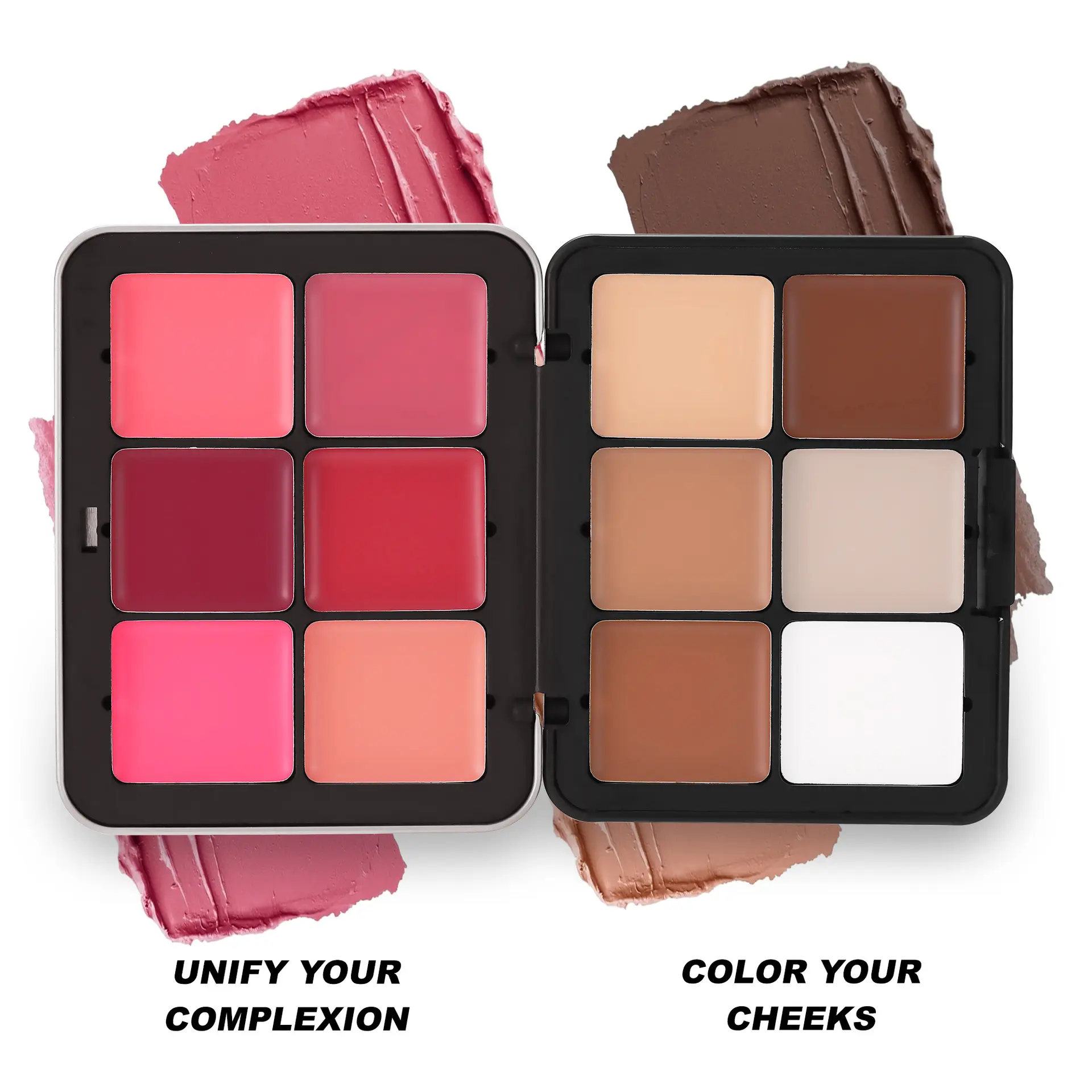 12-Color Cream Cosmetic Palette - All-in-1 Foundation, Blush & Color Correction Makeup Kit | Long-Lasting, Water Resistant & Blendable Formula Matte Lightweight Natural Look, Contour, Compact, Flawless, Soft Glam, Talc, Pigmented Blush, Youth, Any, Normal