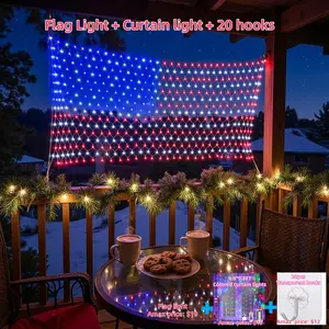 Giaki American Flag Lights 3.28*6.56FT 420 LED for Flag Day New Year's Presidents' Martin Luther King Jr. Day  Memorial Day Father's Day Washington's Birthday Juneteenth Memorial Day Parade Thanksgiving Christmas EasterGarden Patriotic Events Decorations