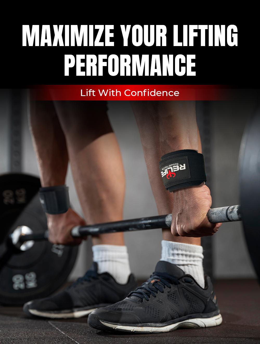 RELIFE Rebuild Your Life Heavy Duty Weightlifting Hooks (Pair) Non-Slip Wrist Straps for Shrugs Rows & Deadlifts Thick Wrist Padding Weight Grips