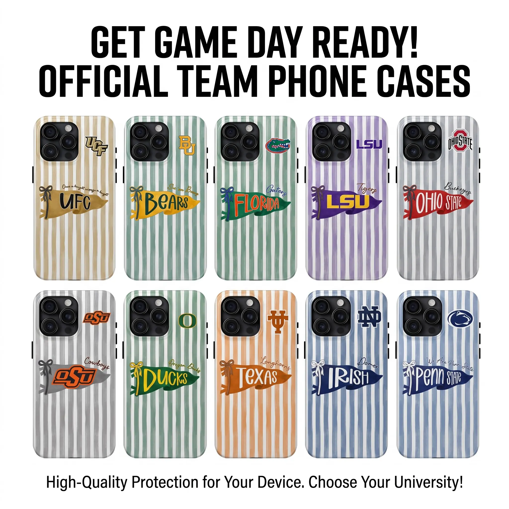 All Team College Team Football Stripe Phone Case, Retro Football Mascot Graphic Phone Case, Game Day Outfit, University Fan Apparel, Retro College Football Mascot Case, Game Day Outfit Shirt, Football Fan Apparel, Back To School College University