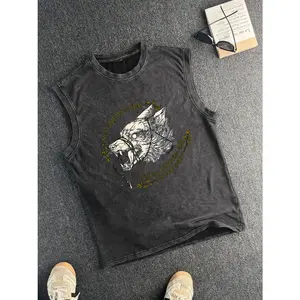 Retro Cotton Casual Tank Top, Fitted Sleeveless Summer Shirt for Men