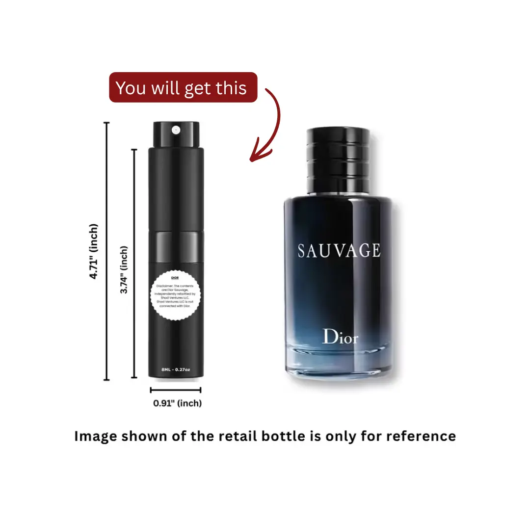 Dior Sauvage Eau de Toilette Men 8ml / 0.27oz – 100% Original Authentic Decanted Perfume Spray