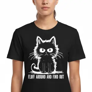 Funny Cat Shirt Fluff Around And Find Out Gifts Men Women T-Shirt “Fluff Around And Find Out” Graphic Tee, Cute Yet Savage Cat Attitude Shirt, Sarcastic Humor Tee for Men Women, Perfect Gift for Cat Lovers
