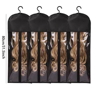 Extra Long 4Pcs Pack Wig Storage Bags,Adjustable Dustproof Wig Covers, Portable Travel Organizer for Wigs