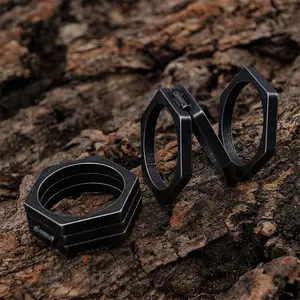 Multilateral Simple Retro Titanium Steel Ring Men's Ring Finger Tiger Men's Ring