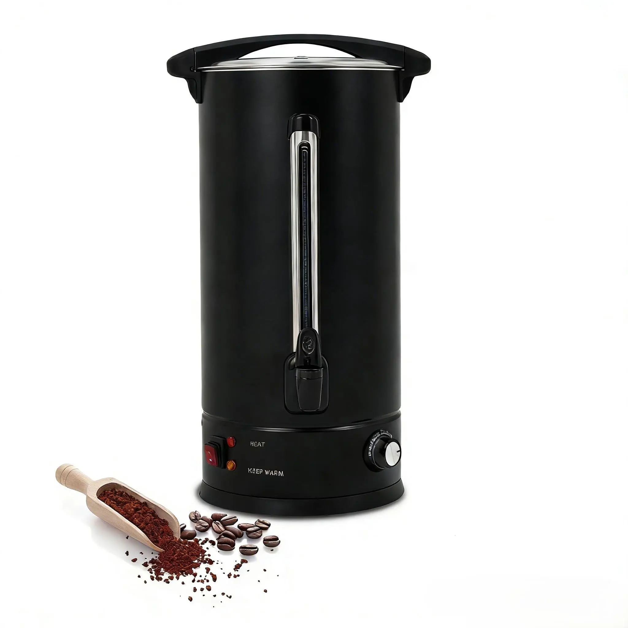 110-Cup Commercial Coffee Urn, 16L /4.2 Gal Double Wall Insulation Coffee Dispenser, Stainless Steel Large Hot Beverage Dispenser with Automatic Temperature Control & Faucet for Party Buffet, Black